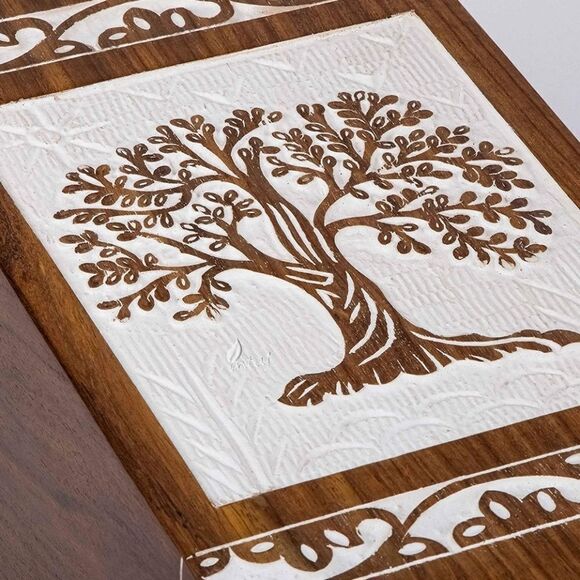 NIB INTAJ Handmade Rosewood Urn for Human Ashes Tree of Life Wooden - Picture 4 of 9